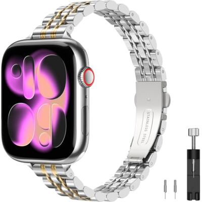 TiMOVO Correa Compatible con Apple Watch Series 12 11 42mm, J Oro Medio Metálica Correa Repuesto Elegante para iWatch SE 3/2/1, Series 10/9/8/7/6/5/4/3/2/1 41mm 40mm 38mm para Mujer TiMOVO Correa Compatible con Apple Watch Series 12 11 42mm, J Oro Medio Metálica Correa Repuesto Elegante para iWatch SE 3/2/1, Series 10/9/8/7/6/5/4/3/2/1 41mm 40mm 38mm para Mujer