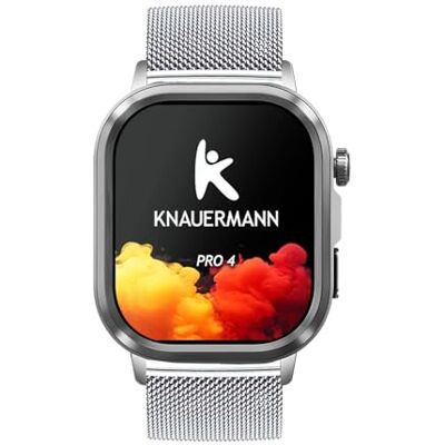 Knauermann Pro 4 ECG Health Watch con función de teléfono, Reloj Inteligente en Plata, Pulso, presión Arterial, HRV, análisis del sueño, para Hombres y Mujeres, Pulsera milanesa Plateada Knauermann Pro 4 ECG Health Watch con función de teléfono, Reloj Inteligente en Plata, Pulso, presión Arterial, HRV, análisis del sueño, para Hombres y Mujeres, Pulsera milanesa Plateada