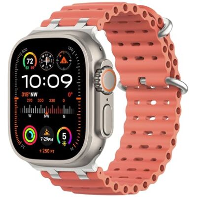 MoKo Correa Ocean Compatible con Apple Watch 42/44/45/46/49mm Para iWatch Ultra 4/3/2/1, S12/11/10/9/8/7/6/5/4,SE 3/2/1, Correa Deportiva de Silicona, Conector Metálico MoKo Correa Ocean Compatible con Apple Watch 42/44/45/46/49mm Para iWatch Ultra 4/3/2/1, S12/11/10/9/8/7/6/5/4,SE 3/2/1, Correa Deportiva de Silicona, Conector Metálico