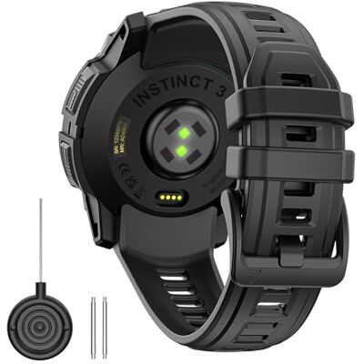 TiMOVO 22mm Correa Compatible con Gar-min 3 Solar 45mm/Instinct 3 Amoled 45mm, Silicona Deportiva Pulseras Repuesto Respirable Reemplazable Reloj Correa con Herramientas de Instalación TiMOVO 22mm Correa Compatible con Gar-min 3 Solar 45mm/Instinct 3 Amoled 45mm, Silicona Deportiva Pulseras Repuesto Respirable Reemplazable Reloj Correa con Herramientas de Instalación