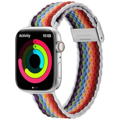 DUX DUCIS Mixture II Series Correa de reloj tejida de nailon altamente elástica para Apple Watch de 38 mm/40 mm/41 mm, Palestripes DUX DUCIS Mixture II Series Correa de reloj tejida de nailon altamente elástica para Apple Watch de 38 mm/40 mm/41 mm, Palestripes
