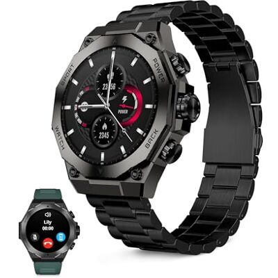 KSIX Smartwatch Titanium Go Reloj Inteligente Hombre Pantalla AMOLED 1.43", Diseño Cronógrafo, Llamadas, IP67, Compatible con iPhone® y Android®, 2 Correas Acero Negra y Silicona Verde KSIX Smartwatch Titanium Go Reloj Inteligente Hombre Pantalla AMOLED 1.43", Diseño Cronógrafo, Llamadas, IP67, Compatible con iPhone® y Android®, 2 Correas Acero Negra y Silicona Verde