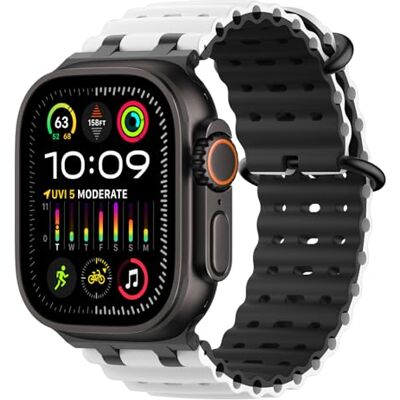 MoKo Correa Ocean Compatible con Apple Watch 42/44/45/46/49mm Para iWatch Ultra 4/3/2/1, S12/11/10/9/8/7/6/5/4,SE 3/2/1, Correa Deportiva de Silicona, Conector Metálico MoKo Correa Ocean Compatible con Apple Watch 42/44/45/46/49mm Para iWatch Ultra 4/3/2/1, S12/11/10/9/8/7/6/5/4,SE 3/2/1, Correa Deportiva de Silicona, Conector Metálico