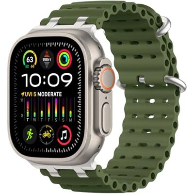 MoKo Correa Ocean Compatible con Apple Watch 42/44/45/46/49mm Para iWatch Ultra 4/3/2/1, S12/11/10/9/8/7/6/5/4,SE 3/2/1, Correa Deportiva de Silicona, Conector Metálico MoKo Correa Ocean Compatible con Apple Watch 42/44/45/46/49mm Para iWatch Ultra 4/3/2/1, S12/11/10/9/8/7/6/5/4,SE 3/2/1, Correa Deportiva de Silicona, Conector Metálico