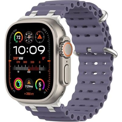 MoKo Correa Ocean Compatible con Apple Watch 42/44/45/46/49mm Para iWatch Ultra 4/3/2/1, S12/11/10/9/8/7/6/5/4,SE 3/2/1, Correa Deportiva de Silicona, Conector Metálico MoKo Correa Ocean Compatible con Apple Watch 42/44/45/46/49mm Para iWatch Ultra 4/3/2/1, S12/11/10/9/8/7/6/5/4,SE 3/2/1, Correa Deportiva de Silicona, Conector Metálico