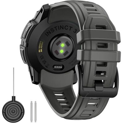 TiMOVO 22mm Correa Compatible con Gar-min 3 Solar 45mm/Instinct 3 Amoled 45mm, Silicona Deportiva Pulseras Repuesto Respirable Reemplazable Reloj Correa con Herramientas de Instalación TiMOVO 22mm Correa Compatible con Gar-min 3 Solar 45mm/Instinct 3 Amoled 45mm, Silicona Deportiva Pulseras Repuesto Respirable Reemplazable Reloj Correa con Herramientas de Instalación