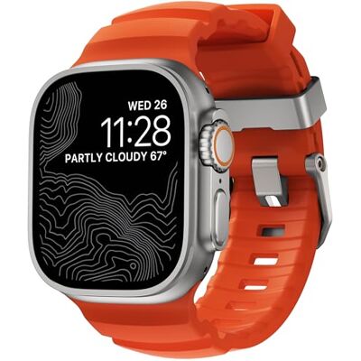 NOMAD Correa Deportiva Rocky Point Magma para Apple Watch: Correa Resistente De 46/49 Mm con Herrajes De Titanio Natural, Ideal para Hombres Y Mujeres. NOMAD Correa Deportiva Rocky Point Magma para Apple Watch: Correa Resistente De 46/49 Mm con Herrajes De Titanio Natural, Ideal para Hombres Y Mujeres.
