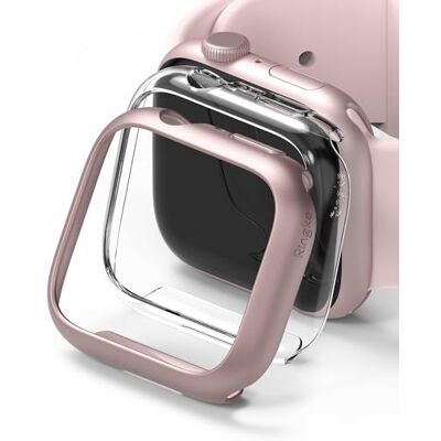 Ringke Slim Compatible con Protector Apple Watch Series 9, 8, 7 (41mm) Tecnología Anti-amarillea, Funda Sólida Transparente + Case Adicional Clear & Pink Ringke Slim Compatible con Protector Apple Watch Series 9, 8, 7 (41mm) Tecnología Anti-amarillea, Funda Sólida Transparente + Case Adicional Clear & Pink