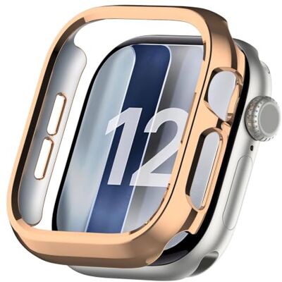 Wigento Funda protectora de plástico para Apple Watch Series 12 42 mm, oro rosa Media cobertura, ligera, resistente a los golpes, se adapta perfectamente a todos los botones y puertos Wigento Funda protectora de plástico para Apple Watch Series 12 42 mm, oro rosa Media cobertura, ligera, resistente a los golpes, se adapta perfectamente a todos los botones y puertos