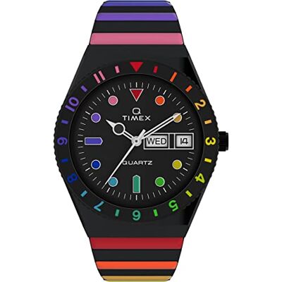 Timex Reloj Q Reloj de 36 mm para Mujer, Correa de expansión de Acero Inoxidable Negro, Esfera Negra, Caja Negra TW2V65900 Timex Reloj Q Reloj de 36 mm para Mujer, Correa de expansión de Acero Inoxidable Negro, Esfera Negra, Caja Negra TW2V65900