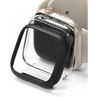 Ringke Slim Compatible con Protector Apple Watch Series 9, 8, 7 (45mm) Tecnología Anti-amarillea, Funda Sólida Transparente + Case Adicional Clear + Matte Black Ringke Slim Compatible con Protector Apple Watch Series 9, 8, 7 (45mm) Tecnología Anti-amarillea, Funda Sólida Transparente + Case Adicional Clear + Matte Black