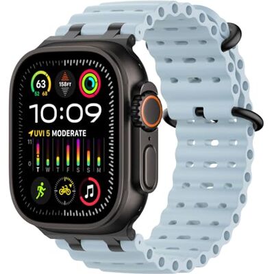 MoKo Correa Ocean Compatible con Apple Watch 42/44/45/46/49mm Para iWatch Ultra 4/3/2/1, S12/11/10/9/8/7/6/5/4,SE 3/2/1, Correa Deportiva de Silicona, Conector Metálico MoKo Correa Ocean Compatible con Apple Watch 42/44/45/46/49mm Para iWatch Ultra 4/3/2/1, S12/11/10/9/8/7/6/5/4,SE 3/2/1, Correa Deportiva de Silicona, Conector Metálico