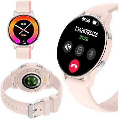 FOREVER Reloj inteligente IGO Watch 4 para mujer AMOLED táctil, reloj redondo, monitor de sueño, deportes, fitness, alertas SMS, Bluetooth, resistente al agua IP67, blanco/rosa, 2 rayas, reloj FOREVER Reloj inteligente IGO Watch 4 para mujer AMOLED táctil, reloj redondo, monitor de sueño, deportes, fitness, alertas SMS, Bluetooth, resistente al agua IP67, blanco/rosa, 2 rayas, reloj