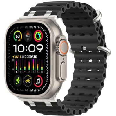 MoKo Correa Ocean Compatible con Apple Watch 42/44/45/46/49mm Para iWatch Ultra 4/3/2/1, S12/11/10/9/8/7/6/5/4,SE 3/2/1, Correa Deportiva de Silicona, Conector Metálico MoKo Correa Ocean Compatible con Apple Watch 42/44/45/46/49mm Para iWatch Ultra 4/3/2/1, S12/11/10/9/8/7/6/5/4,SE 3/2/1, Correa Deportiva de Silicona, Conector Metálico