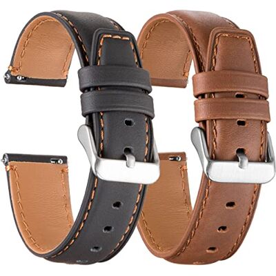 Snowoxen Galaxy Watch 4 Bands 2 Pack,Compatible con Samsung Galaxy Watch 4 Classic 46mm 42mm Bands, for Galaxy Watch 4 40mm 44mm Band,Width 20mm Quick Release Leather Band, Negro + café., Clásico Snowoxen Galaxy Watch 4 Bands 2 Pack,Compatible con Samsung Galaxy Watch 4 Classic 46mm 42mm Bands, for Galaxy Watch 4 40mm 44mm Band,Width 20mm Quick Release Leather Band, Negro + café., Clásico