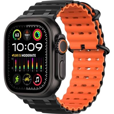 MoKo Correa Ocean Compatible con Apple Watch 42/44/45/46/49mm Para iWatch Ultra 4/3/2/1, S12/11/10/9/8/7/6/5/4,SE 3/2/1, Correa Deportiva de Silicona, Conector Metálico MoKo Correa Ocean Compatible con Apple Watch 42/44/45/46/49mm Para iWatch Ultra 4/3/2/1, S12/11/10/9/8/7/6/5/4,SE 3/2/1, Correa Deportiva de Silicona, Conector Metálico