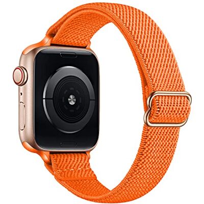 AKABEILA Correa elástica de nailon, compatible con Apple Watch Band 42 mm, 44 mm, 45 mm, correa elástica ajustable para iWatch Series SE/7/6/5/4/3/2/1, naranja, 42/44/45 mm AKABEILA Correa elástica de nailon, compatible con Apple Watch Band 42 mm, 44 mm, 45 mm, correa elástica ajustable para iWatch Series SE/7/6/5/4/3/2/1, naranja, 42/44/45 mm