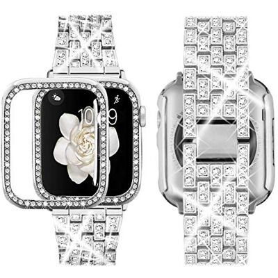 SUPOIX Compatible con correa de Apple Watch de 38 mm, 40 mm, 4 mm, 42 mm, 44 mm, 45 mm, 49 mm, correa de metal de repuesto para mujer y 2 fundas protectoras de policarbonato para iWatch Ultra SUPOIX Compatible con correa de Apple Watch de 38 mm, 40 mm, 4 mm, 42 mm, 44 mm, 45 mm, 49 mm, correa de metal de repuesto para mujer y 2 fundas protectoras de policarbonato para iWatch Ultra