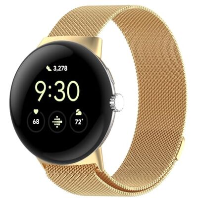 Wigento Correa de metal para Google Pixel Watch 4/3/2/1 45 mm, cierre magnético, ajustable, resistente y elegante, correa de reloj (dorado) Wigento Correa de metal para Google Pixel Watch 4/3/2/1 45 mm, cierre magnético, ajustable, resistente y elegante, correa de reloj (dorado)