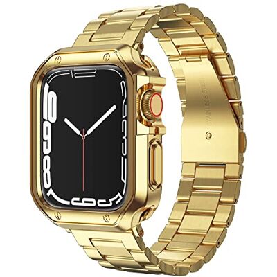 MRYUESG Compatible con correa y funda de Apple Watch, cadena de metal de acero inoxidable con cubierta de TPU, correa de pulsera de eslabones de reloj inteligente, correa de muñeca para i-Watch Ultra MRYUESG Compatible con correa y funda de Apple Watch, cadena de metal de acero inoxidable con cubierta de TPU, correa de pulsera de eslabones de reloj inteligente, correa de muñeca para i-Watch Ultra
