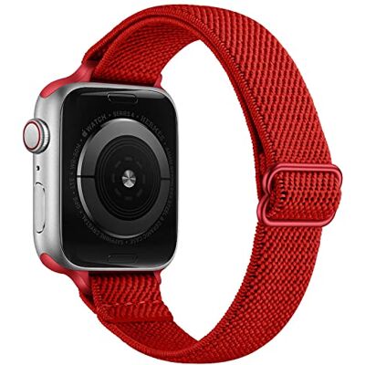 AKABEILA Pulsera elástica de nailon SOLO Loop compatible con Apple Watch Band 42mm 44mm 45mm para hombres y mujeres Banda elástica ajustable para iWatch Series SE/7/6/5/4/3/2/1, rojo oscuro, 42/44/45 mm AKABEILA Pulsera elástica de nailon SOLO Loop compatible con Apple Watch Band 42mm 44mm 45mm para hombres y mujeres Banda elástica ajustable para iWatch Series SE/7/6/5/4/3/2/1, rojo oscuro, 42/44/45 mm