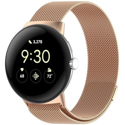 Wigento Correa de metal para Google Pixel Watch 4/3/2/1 45 mm, cierre magnético, ajustable, resistente y elegante, color oro rosa Wigento Correa de metal para Google Pixel Watch 4/3/2/1 45 mm, cierre magnético, ajustable, resistente y elegante, color oro rosa