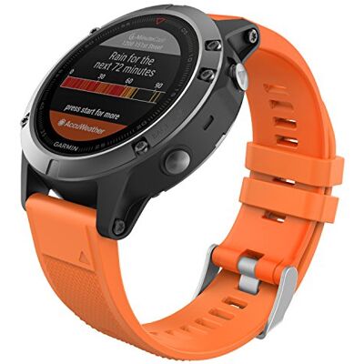 MoKo Correa Compatible con Garmin Fenix 7/6/6 Pro/5/5 Plus/Epix Gen 2/Forerunner 955/945/935/Instinct/Instinct 2, Quick Fit 22mm Banda Pulsera de Silicona de Repuesto, Naranja MoKo Correa Compatible con Garmin Fenix 7/6/6 Pro/5/5 Plus/Epix Gen 2/Forerunner 955/945/935/Instinct/Instinct 2, Quick Fit 22mm Banda Pulsera de Silicona de Repuesto, Naranja