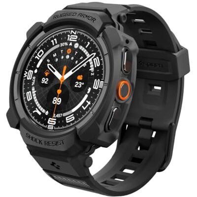 Spigen Funda Rugged Armor Pro con correa para Samsung Galaxy Watch Ultra 2 Funda unibody de TPU con correa, detalles de fibra de carbono y bisel elevado para modelo 2026 (47 mm) Negro mate Spigen Funda Rugged Armor Pro con correa para Samsung Galaxy Watch Ultra 2 Funda unibody de TPU con correa, detalles de fibra de carbono y bisel elevado para modelo 2026 (47 mm) Negro mate