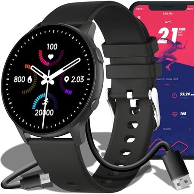 Retoo Reloj inteligente para mujer y hombre, pantalla táctil de 1,3 pulgadas, con Bluetooth 5.0, IP68, resistente al agua, 140 mAh, monitor de actividad, monitor de sueño, podómetro, reloj deportivo, Retoo Reloj inteligente para mujer y hombre, pantalla táctil de 1,3 pulgadas, con Bluetooth 5.0, IP68, resistente al agua, 140 mAh, monitor de actividad, monitor de sueño, podómetro, reloj deportivo,