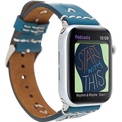 Venta Leather Venta Correa de piel para Apple Watch 1/2/3/4/5, compatible con Apple Watch (42-44 mm/Petrol/VA2-BRN4) + juego de adaptadores plateado Venta Leather Venta Correa de piel para Apple Watch 1/2/3/4/5, compatible con Apple Watch (42-44 mm/Petrol/VA2-BRN4) + juego de adaptadores plateado
