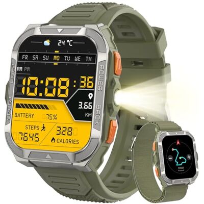 Blackview Reloj Inteligente Hombre Militar GPS, Linterna, Brújula, AI, 1.91" Smartwatch Hombre con 100+ Modos Deportivos, Llamadas/Notificación, Pulsómetro/Oxímetro/Sueño, Pulsera Actividad, Verde Blackview Reloj Inteligente Hombre Militar GPS, Linterna, Brújula, AI, 1.91" Smartwatch Hombre con 100+ Modos Deportivos, Llamadas/Notificación, Pulsómetro/Oxímetro/Sueño, Pulsera Actividad, Verde