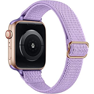 AKABEILA Pulsera elástica de nailon SOLO Loop compatible con Apple Watch Band 38mm 40mm 41mm para hombre y mujer Banda elástica ajustable para iWatch Series SE/7/6/5/4/3/2/1, morado, 38/40/41 mm AKABEILA Pulsera elástica de nailon SOLO Loop compatible con Apple Watch Band 38mm 40mm 41mm para hombre y mujer Banda elástica ajustable para iWatch Series SE/7/6/5/4/3/2/1, morado, 38/40/41 mm