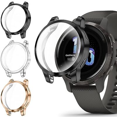 FINTIE 3 Piezas Funda Compatible con Garmin Venu 2S/Vivoactive 4S TPU Suave Protector de Pantalla Carcasa FINTIE 3 Piezas Funda Compatible con Garmin Venu 2S/Vivoactive 4S TPU Suave Protector de Pantalla Carcasa