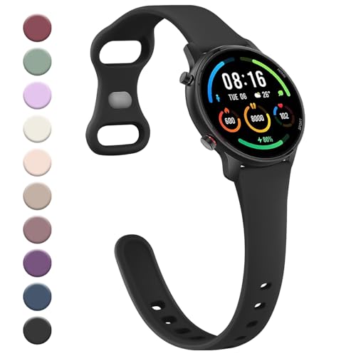 VANCLE Correa para Xiaomi Mi Watch S1 Active/Xiaomi Watch S1 / Xiaomi Mi Watch Color Sport, 22mm Correas de Silicona Pulseras de Repuesto Suave y Delgada para Xiaomi Mi Watch, Negro