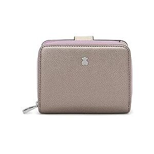 TOUS Billetera Pequeña Plateada, para Mujer, Medidas 0 x 2 x 3 cm, Colección New Dubai Saffiano TOUS Billetera Pequeña Plateada, para Mujer, Medidas 0 x 2 x 3 cm, Colección New Dubai Saffiano