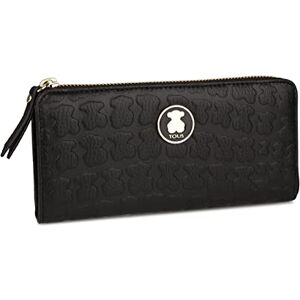 TOUS Billetera Mediana de Piel Bovina en Negro, Para Mujer, Medidas 10x19x2 cm, Colección Sherton TOUS Billetera Mediana de Piel Bovina en Negro, Para Mujer, Medidas 10x19x2 cm, Colección Sherton