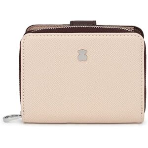 TOUS Cartera de Poliuretano con Efecto Saffiano en Marrón y Beige, Cierre Presión y Cremallera, Medidas 12 x 10 x 3 cm, Bonito y Chic, Colección Dubai TOUS Cartera de Poliuretano con Efecto Saffiano en Marrón y Beige, Cierre Presión y Cremallera, Medidas 12 x 10 x 3 cm, Bonito y Chic, Colección Dubai