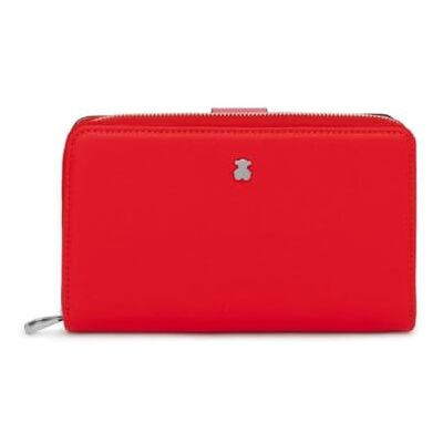 TOUS Billetera Mediana Roja, para Mujer, Medidas 9 x 2 x 4 cm, Colección New Dubai Saffiano TOUS Billetera Mediana Roja, para Mujer, Medidas 9 x 2 x 4 cm, Colección New Dubai Saffiano