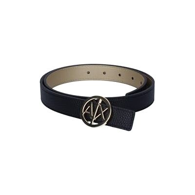 Giorgio Armani Cinturón con hebilla con logotipo para mujer, Negro/Dorado, 90 cm Giorgio Armani Cinturón con hebilla con logotipo para mujer, Negro/Dorado, 90 cm