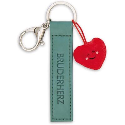NICI Llavero con corazón de hermano, correa de piel sintética, color verde, 10 cm con corazón NICI Llavero con corazón de hermano, correa de piel sintética, color verde, 10 cm con corazón
