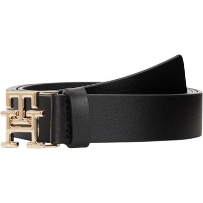 Tommy Hilfiger Cinturón Mujer Logo 2,5 cm de piel, Negro (Black), 90 cm Tommy Hilfiger Cinturón Mujer Logo 2,5 cm de piel, Negro (Black), 90 cm
