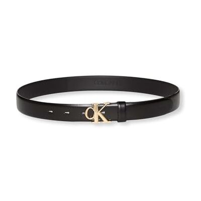 Calvin Cinturón Mujer Buckle 3,0 cm con hebilla con monograma, Negro (Black/Antique Light Gold), 80 cm Calvin Cinturón Mujer Buckle 3,0 cm con hebilla con monograma, Negro (Black/Antique Light Gold), 80 cm