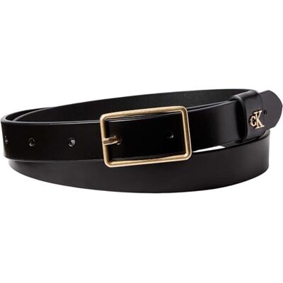 Calvin Cinturón Mujer Square Buckle Loop 2,5 cm con logotipo, Negro (Black/Antique Light Gold), 100 cm Calvin Cinturón Mujer Square Buckle Loop 2,5 cm con logotipo, Negro (Black/Antique Light Gold), 100 cm
