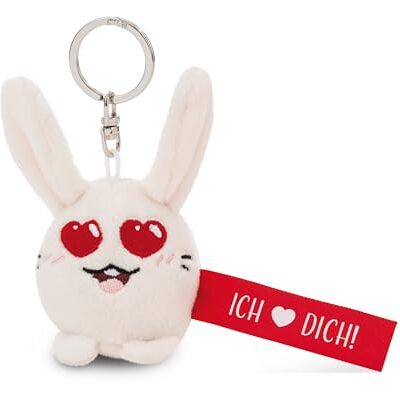NICI Llavero con diseño de conejo con texto en alemán Ich Herz dich!, color NICI Llavero con diseño de conejo con texto en alemán Ich Herz dich!, color