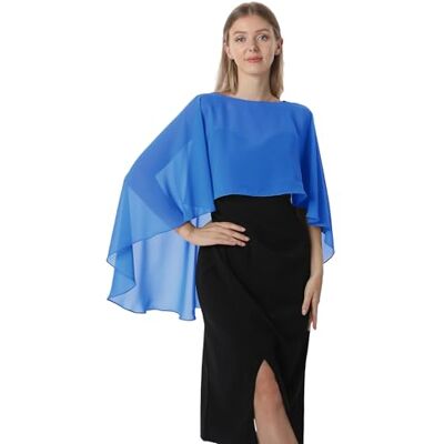 Hotshawl Cape001 Chal tipo Pashmina de gasa para mujer, Azul, One Size Hotshawl Cape001 Chal tipo Pashmina de gasa para mujer, Azul, One Size