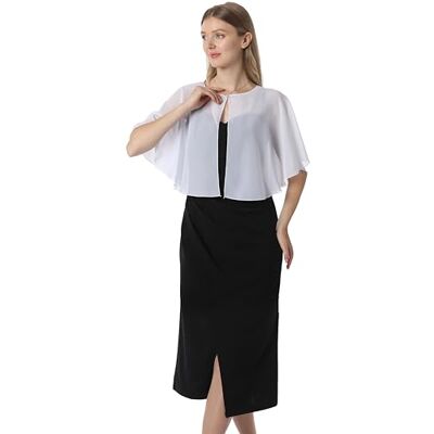 Hotshawl Chales y capelets suaves de gasa para vestido de noche, boda, capa de chal, accesorios para mujer estilo años 20, Blanco, Talla única Hotshawl Chales y capelets suaves de gasa para vestido de noche, boda, capa de chal, accesorios para mujer estilo años 20, Blanco, Talla única