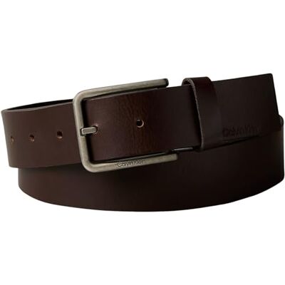 Calvin Cinturón Hombre Warmth Buckle Smooth 3,5 cm con hebilla rectangular, Marrón (Ck Dark Brown/Antique Silver), 115 cm Calvin Cinturón Hombre Warmth Buckle Smooth 3,5 cm con hebilla rectangular, Marrón (Ck Dark Brown/Antique Silver), 115 cm