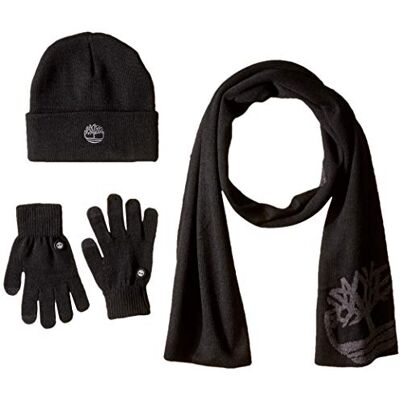 Timberland Double Layer Scarf, Cuffed Beanie & Magic Glove Gift Set Juego de Accesorios de Invierno, Negro, Taille Unique para Hombre Timberland Double Layer Scarf, Cuffed Beanie & Magic Glove Gift Set Juego de Accesorios de Invierno, Negro, Taille Unique para Hombre