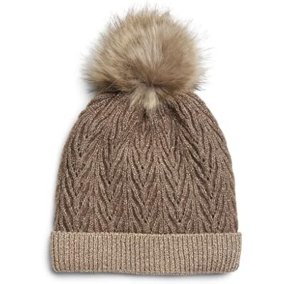 PIECES Pcnohanna Hood BC Gorro de Punto, Fósil/Detalle: Dorado lúrex, Talla única para Mujer PIECES Pcnohanna Hood BC Gorro de Punto, Fósil/Detalle: Dorado lúrex, Talla única para Mujer