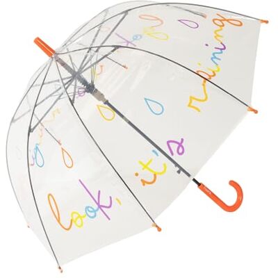 Fisura – Paraguas transparente niño “look, it’s rainging” multicolor. Paraguas infantil cúpula con apertura automática. Regalo para niños. Diámetro de 67,5 cm. Fisura – Paraguas transparente niño “look, it’s rainging” multicolor. Paraguas infantil cúpula con apertura automática. Regalo para niños. Diámetro de 67,5 cm.